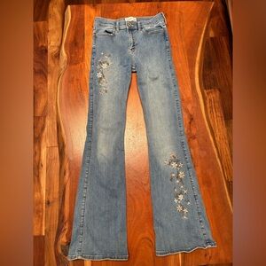Abercrombie Kids Blue Floral Wide Leg Jeans